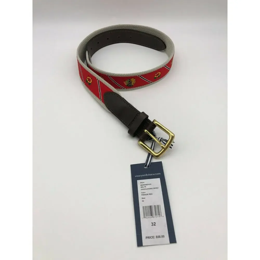 Vineyard Vines Chicago Blackhawks Men's Belt Size 32 NWT MSRP $58